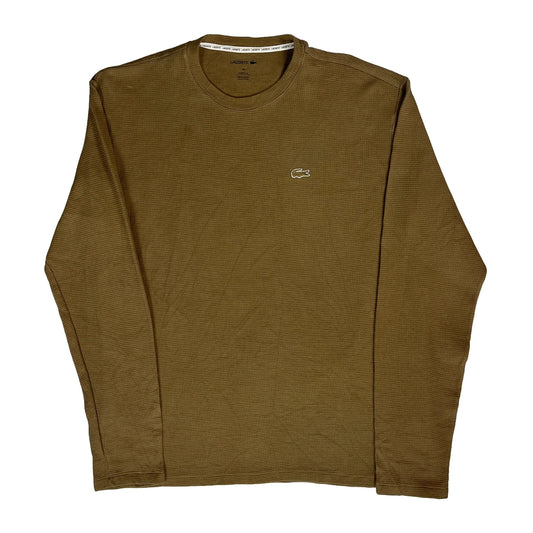 Lacoste Long Sleeve T-Shirt - 2XL Brown Cotton