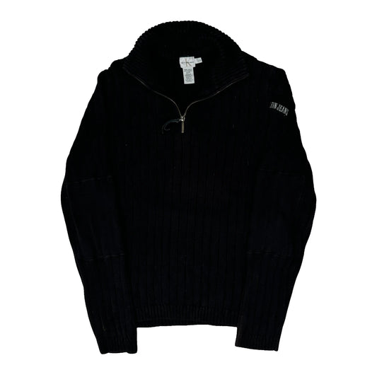 Vintage Calvin Klein Jeans 1/4 Zip - Large Black Cotton