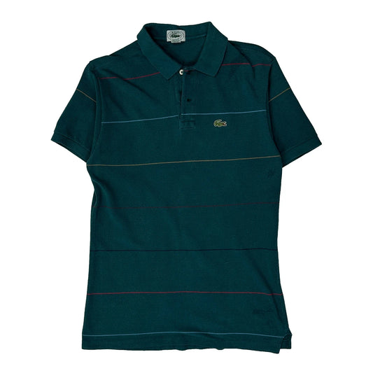 Vintage Lacoste Striped Polo Shirt - Large Green Cotton