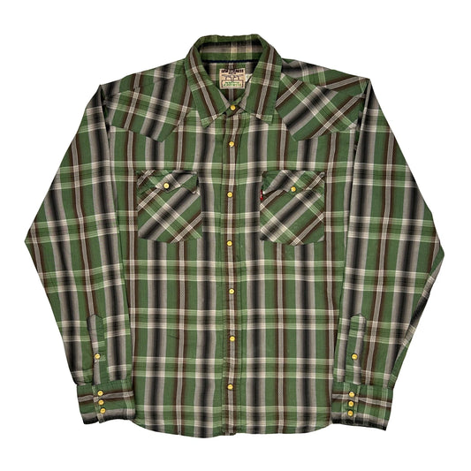 1970S Levis Checked Shirt - Large Green Cotton