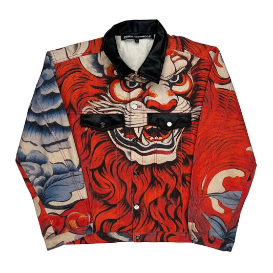 Vintage Faith Roam The Halls Dragon Graphic Jacket - Small Red Cotton