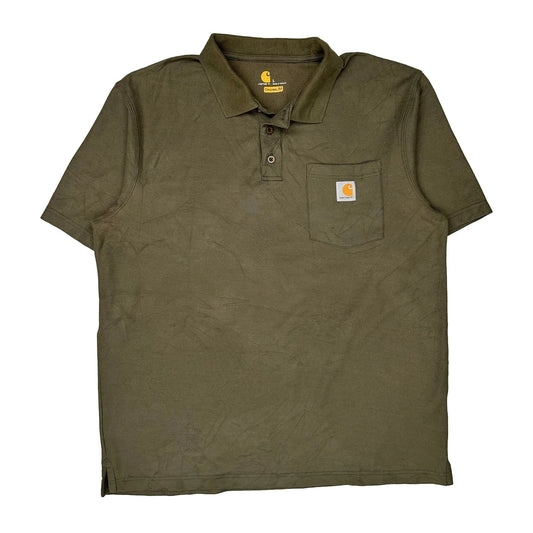 Carhartt Polo Shirt - Large Khaki Cotton