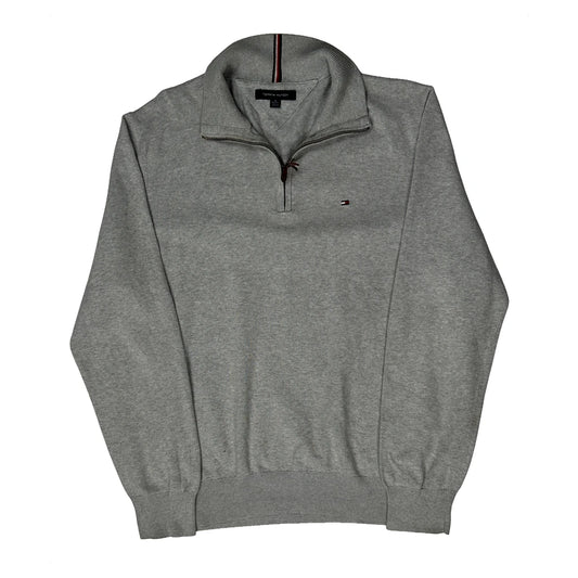 Vintage Tommy Hilfiger 1/4 Zip - XL Grey Cotton Blend