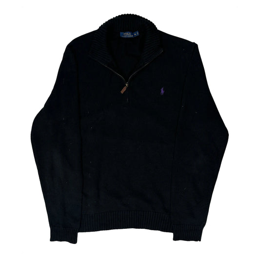 Polo By Ralph Lauren 1/4 Zip - XL Black Knitted