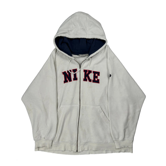 Nike Spellout Hoodie - Large White Cotton