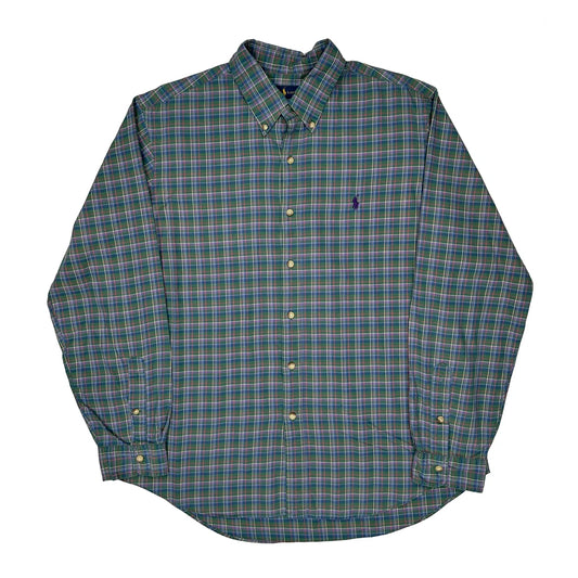 Ralph Lauren Checked Shirt - XL Green Cotton