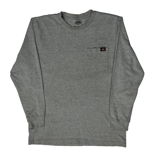 Dickies Long Sleeve T-Shirt - Large Grey Cotton Blend
