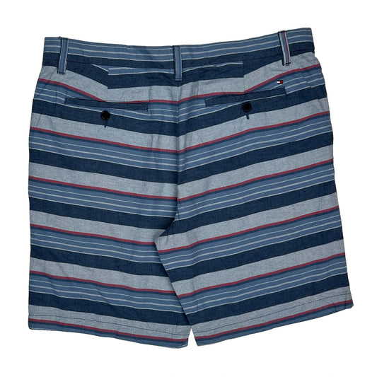 Tommy Hilfiger Striped Chino Shorts - 36W 9L Blue Cotton