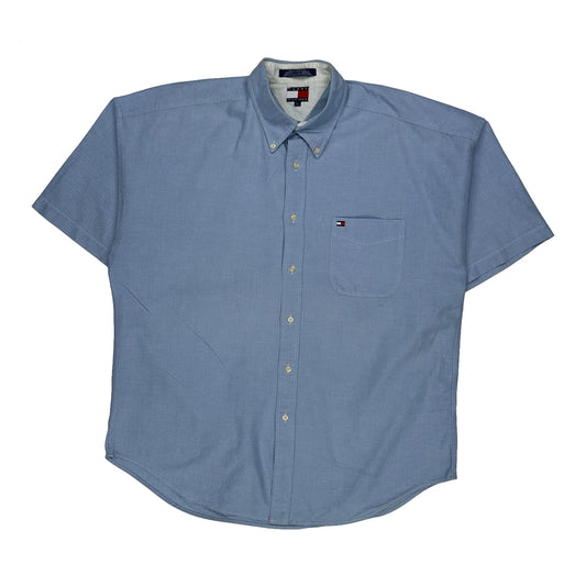 Tommy Hilfiger Short Sleeve Shirt - Large Blue Cotton