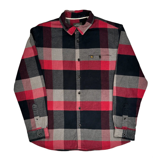 Quiksilver Checked Flannel Shirt - Small Black Cotton