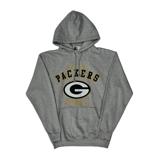 Green Bay Packers Starter Nfl Hoodie - Medium Grey Cotton Blend