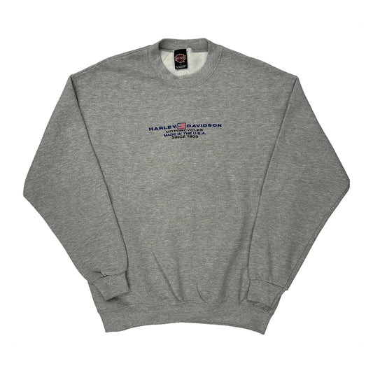 Vintage Made In The USA Harley Davidson Sweatshirt - Large Grey Cotton Blend