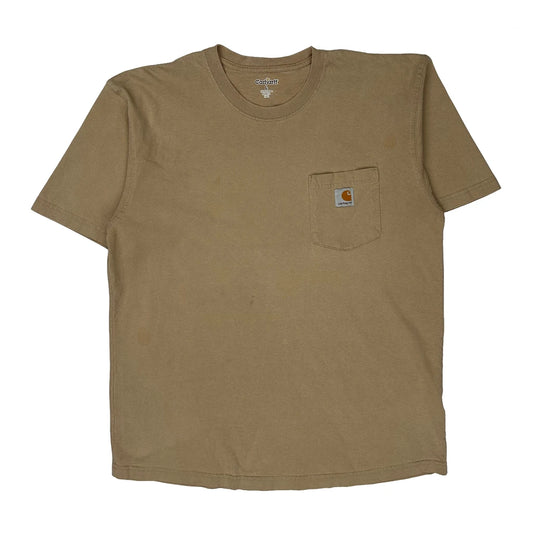 Carhartt T-Shirt - Large Khaki Cotton