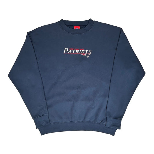 New England Patriots N.F.L. Graphic Sweatshirt - Large Navy Cotton Blend