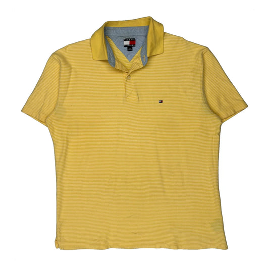Tommy Hilfiger Striped Polo Shirt - Large Yellow Cotton