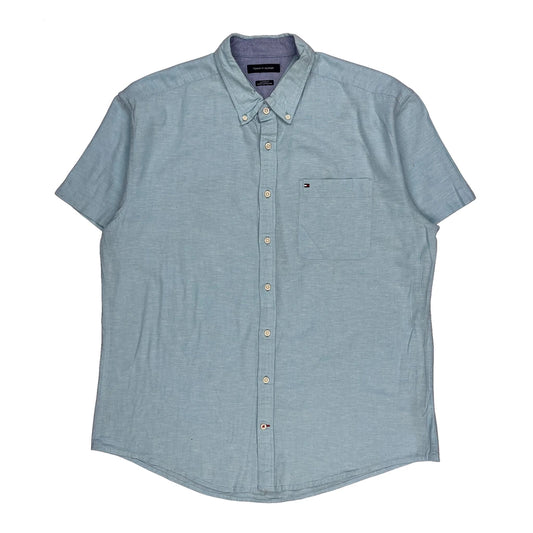 Tommy Hilfiger Short Sleeve Shirt - 2XL Blue Cotton