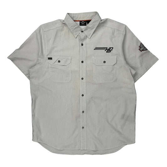 Genuine Motorclothes Harley Davidson Short Sleeve Shirt - 2XL White Cotton Blend