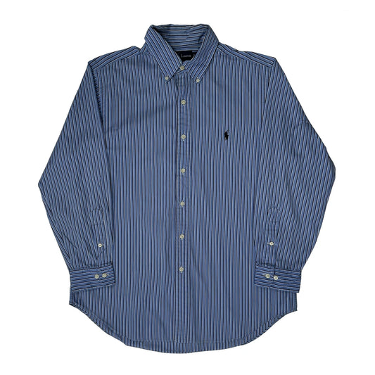 Classic Fit Ralph Lauren Striped Shirt - Large Blue Cotton