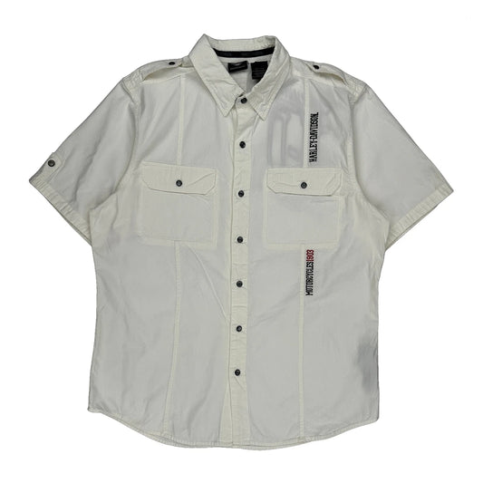 Genuine Motorclothes Harley Davidson Short Sleeve Shirt - XL White Cotton