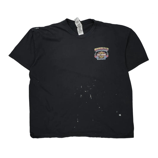 Honolulu Harley Davidson Graphic T-Shirt - 3XL Black Cotton