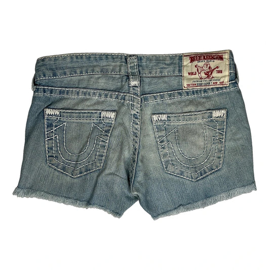 True Religion Mini Denim Shorts - 26W UK 4 Light Wash Denim