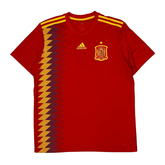 Vintage Spain National Team Adidas 2018-19 Football Shirt - Large Red Polyester