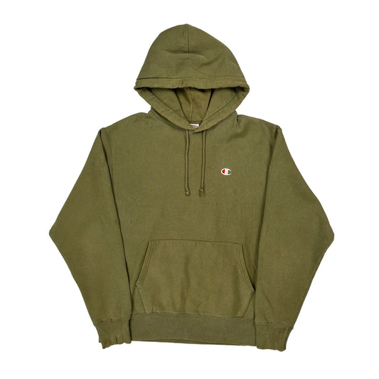 Vintage Reverse Weave Champion Hoodie - Large Green Cotton