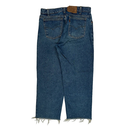 Orange Tabs Levis Cropped Jeans - 31W 25L Blue Denim