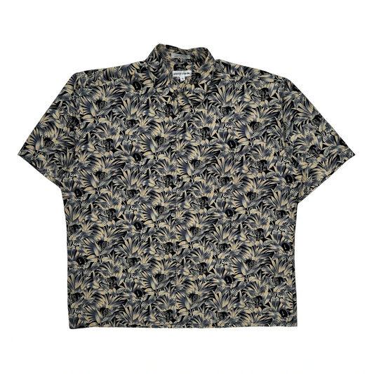 Pierre Cardin Floral Hawaiian Shirt - XL Black Cotton