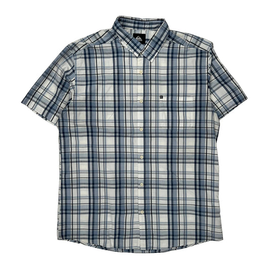 Quiksilver Checked Short Sleeve Shirt - XL Blue Cotton