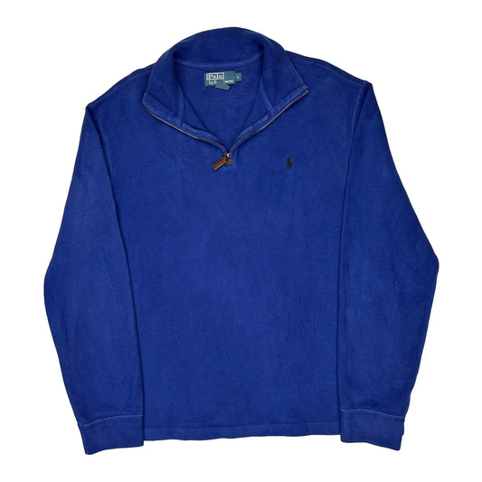Polo By Ralph Lauren 1/4 Zip - Large Blue Cotton