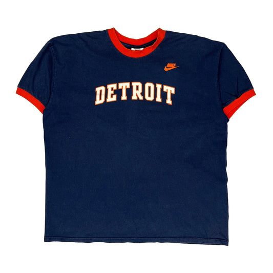 Detroit Nike College Ringer T-Shirt - XL Blue Cotton