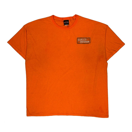 Vintage Harley Davidson Graphic T-Shirt - 2XL Orange Cotton Blend