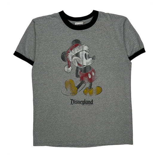 Disneyland Resort Disney Christmas Ringer T-Shirt - Large Grey Cotton Blend
