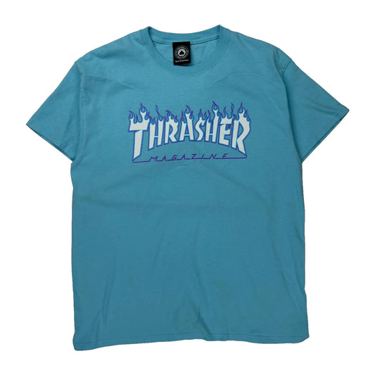 Thrasher Graphic T-Shirt - Large Blue Cotton