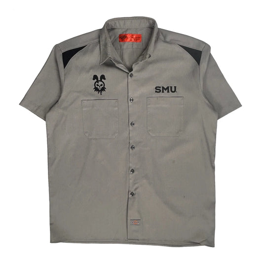 Smu Dickies Short Sleeve Shirt - Large Grey Polyester Blend