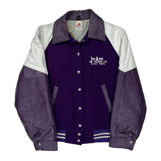 Jo-Ann Trucking Ltd. Winner College Varsity Jacket - Large White Leather