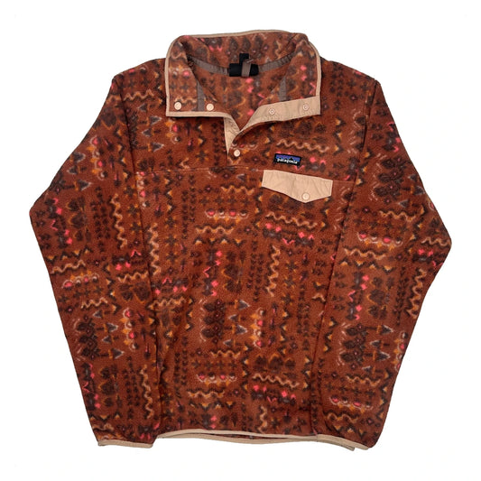 Wandering Woods Synchilla Patagonia Aztec T Snap Fleece - Large Brown Polyester