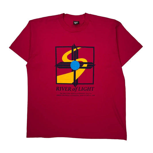 River Of Light Screen Stars Single Stitch T-Shirt - XL Red Cotton Blend