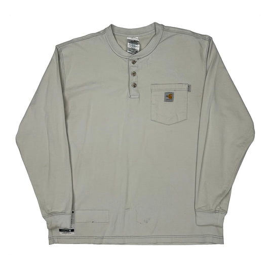 Carhartt Long Sleeve T-Shirt - Large Beige Cotton