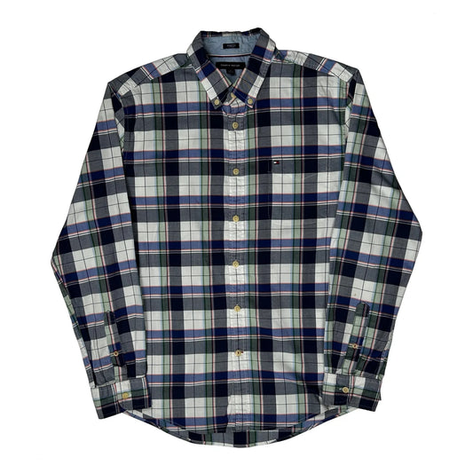 Vintage Tommy Hilfiger Checked Shirt - Large Navy Cotton