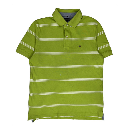 Tommy Hilfiger Striped Polo Shirt - Medium Green Cotton
