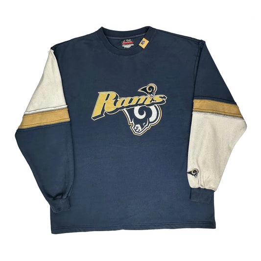 Los Angeles Rams N.F.L. Team Apparel Graphic Long Sleeve T-Shirt - XL Navy Cotton