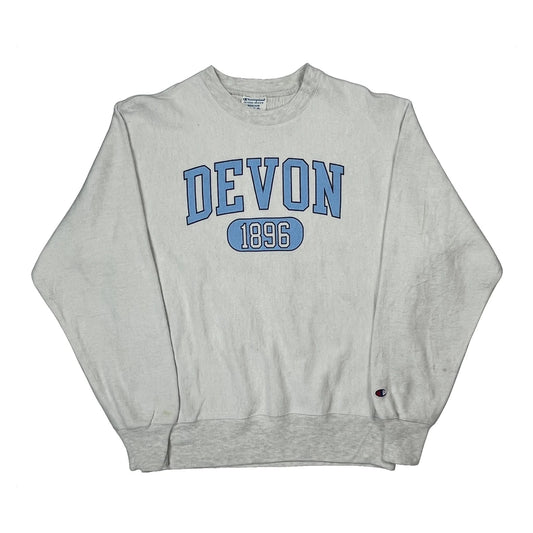 Reverse Weave Champion College Sweatshirt - Medium White Cotton
