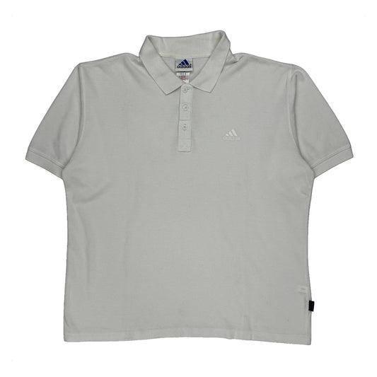 Vintage Adidas Polo Shirt - Large White Cotton