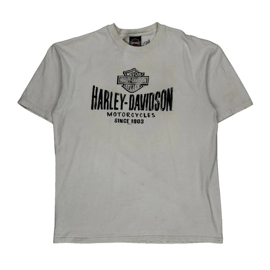 Motorcycles Harley Davidson Graphic T-Shirt - XL White Cotton
