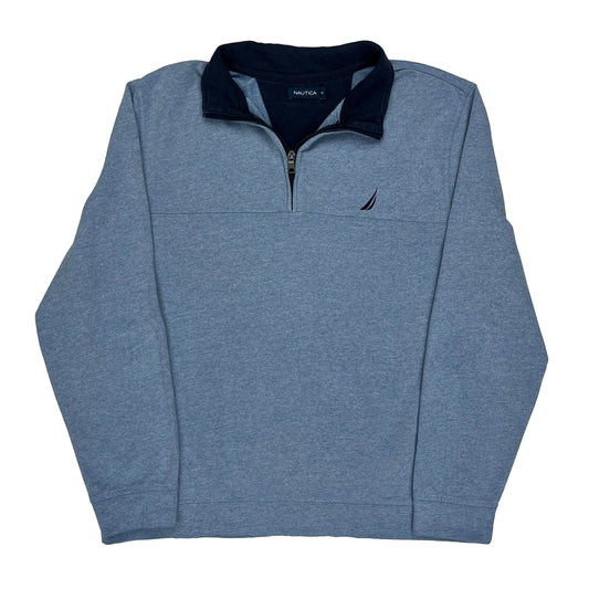 Vintage Nautica Collared 1/4 Zip - XL Blue Cotton