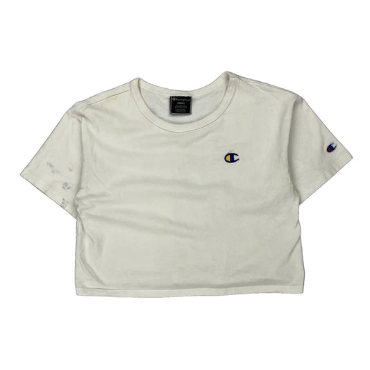 Champion Cropped T-Shirt - Small White Cotton