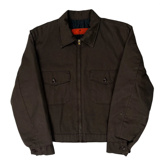 Vintage Red Kap Cropped Workwear Jacket - Medium Brown Polyester Blend