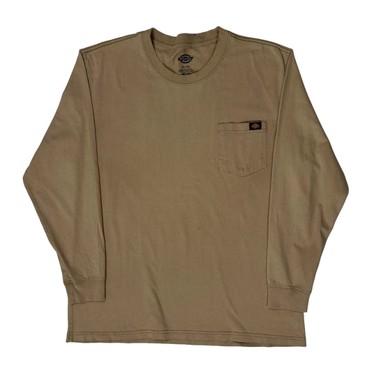 Vintage Dickies Long Sleeve T-Shirt - XL Khaki Cotton